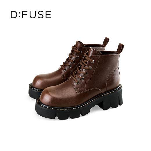 D:FUSE迪芙斯2024冬季新款短靴英伦风机车靴轻量增高厚底马丁靴DF44116414 商品图4