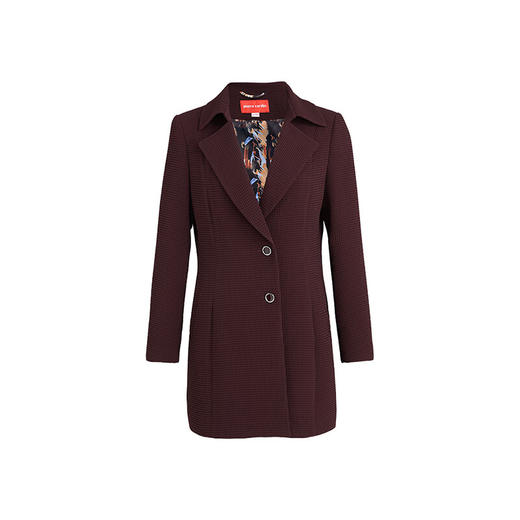 皮尔卡丹女装短外套复古华夫格西服领通勤风衣外套P3304G3978K0
 商品图4