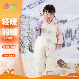 贝贝怡婴幼儿羽绒连体衣冬季新款女宝宝三防鸭绒外出抱衣爬服冬装ZB4DL008