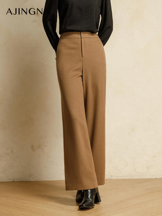 【商场同款】阿菁娜2024冬季新款高腰精致羊毛直筒裤A29D110003 商品图2