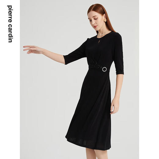 皮尔卡丹女装春季新款简约通勤气质修身连衣裙P2130E2123B0 商品图3