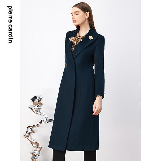 皮尔卡丹女装毛呢外套秋冬大衣女长款气质西装领过膝P3452C3941G0 商品图1