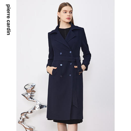 皮尔卡丹女装风衣春秋新款蓝色干练百搭正肩外套上衣P3304G3021N0
 商品图4