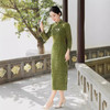 2024秋季新款绿色竹叶修身秋冬气质旗袍YMR 商品缩略图3