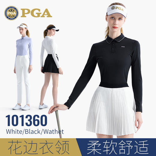 美国PGA 高尔夫服装女装秋季长袖T恤POLO衫上衣A字百褶裙短裙运动 商品图2