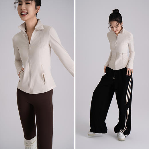 【高弹面料】修身拉链后背隐藏镂空外套 全拉链方便穿脱 收腰显瘦 两侧拉链口袋 抗起球 不掉色 商品图5