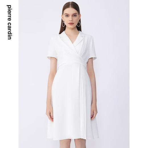皮尔卡丹女装夏季新款通勤淑女西装压褶连衣裙C32DS014
 商品图0
