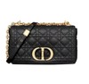 DIOR迪奥 Caro 藤格纹金扣 柔软牛皮革 链条包单肩包斜挎包 中号女款 黑色 商品缩略图0