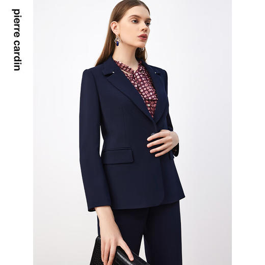 皮尔卡丹女装西装春秋一粒扣藏蓝色通勤高端西服上衣P3326U3928N0
 商品图4