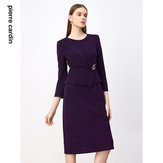 皮尔卡丹女装连衣裙秋季假两件裙收腰优雅通勤A字裙P3340E3950Z0
 商品图1