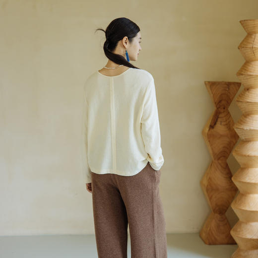 绽放旅行女装270朵/两穿羊毛提花前后长袖宽松保暖H型T恤羊毛衫 商品图2