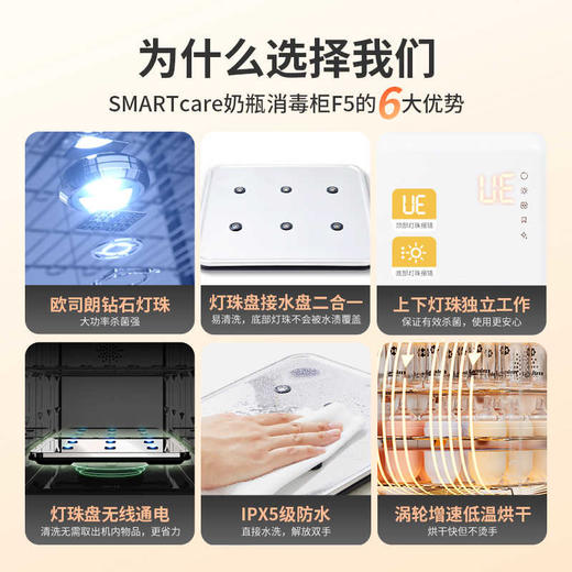 韩国Smartcare太阳公公F5婴儿无汞灯珠紫外线奶瓶烘干宝宝消毒器柜 商品图2