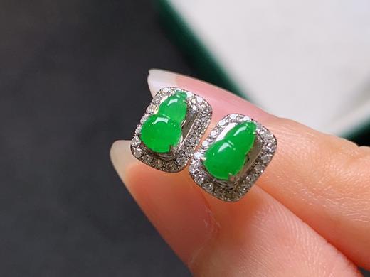 18K金冰阳绿葫芦耳钉 商品图2