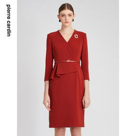 皮尔卡丹女装知性简约修身通勤气质假两件连衣裙P2326E2943C0
