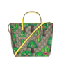 GUCCI古驰 开心植物印花 老花Logo 帆布拼皮 托特包 单肩斜挎手提包 女款乌木色 黄色绿色 商品缩略图0