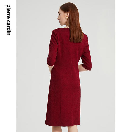 皮尔卡丹女装连衣裙醋酸提花短袖淑女气质场合A字裙P2104E2073T0 商品图3