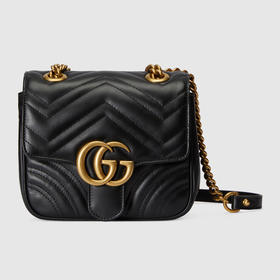 GUCCI 古驰 女士 GG Marmont系列 绗缝迷你单肩背包 黑色 739682 AABZC 1000