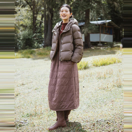 绽放797朵/秋冬*棉轻薄夹棉绗线抽绳系带全腰松紧半身中长裙 商品图2