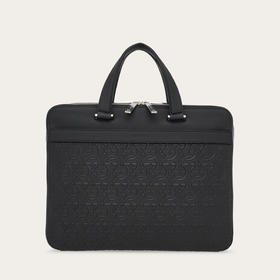 FERRAGAMO 菲拉格慕 男士徽标压花公文包 黑色 24 1364 763369