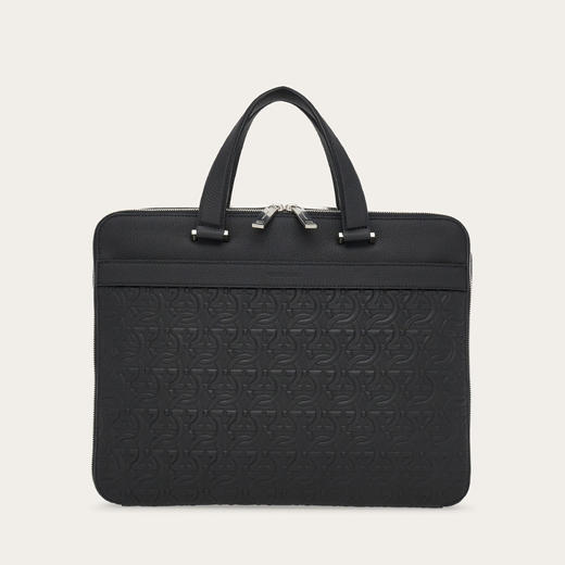 FERRAGAMO 菲拉格慕 男士徽标压花公文包 黑色 24 1364 763369 商品图0