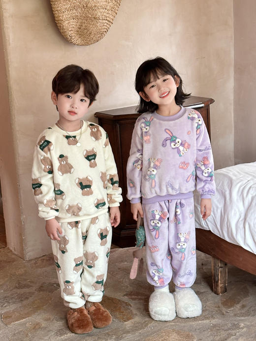 【MONZECIKOIMS法兰绒儿童家居服套装】不冻娃系列🔥 穿上宅家幸福感爆满💕，暖暖的像穿上了小太阳~ 商品图0