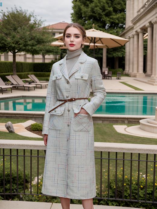 法式通勤收腰显瘦一排扣双面手工大衣 商品图2