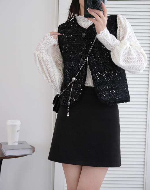 名媛美半高领花瓣打底衫 小灯笼荷叶袖美妙衫 商品图7