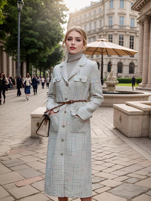 法式通勤收腰显瘦一排扣双面手工大衣 商品图0