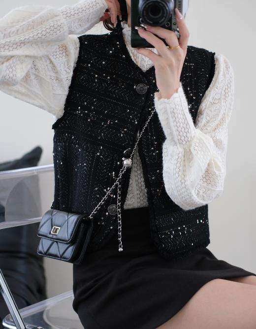 名媛美半高领花瓣打底衫 小灯笼荷叶袖美妙衫 商品图6