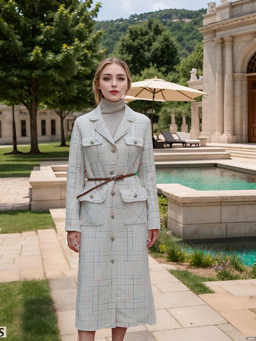 法式通勤收腰显瘦一排扣双面手工大衣 商品图1