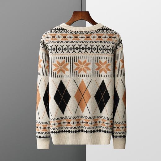 红览 圆领复古提花羊毛衫男士时尚百搭羊毛针织打底衫M2229 商品图1