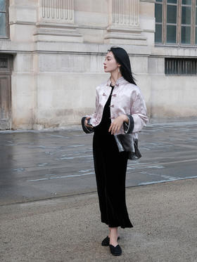 盛唐牡丹|银灰丝绒配冠乐绉双面穿外套