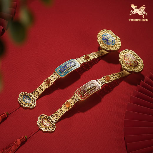 铜师傅《人生如意》桌面紫铜摆件 事事如意景泰蓝摆件 工艺品 商品图0