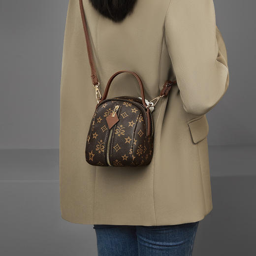 Safiya/索菲娅2024新款爆款时尚小圆包百搭老花单肩斜挎包 SF42215264 商品图6