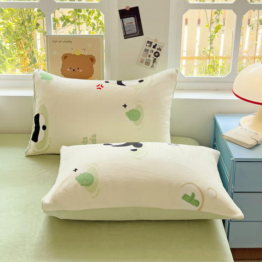 自然醒小清新印花牛奶绒床上四件套冬季加厚双面绒珊瑚绒被套床单三件套4NH166 商品图8