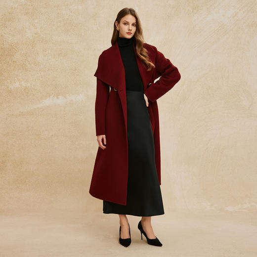 PH927斯尔丽24新款大翻领大气欧范中长款气质高贵双面呢羊毛大衣 商品图3
