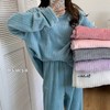 月牙城居家暖暖套装女秋冬加绒加厚保暖法兰绒睡衣高级女士家居服 商品缩略图1