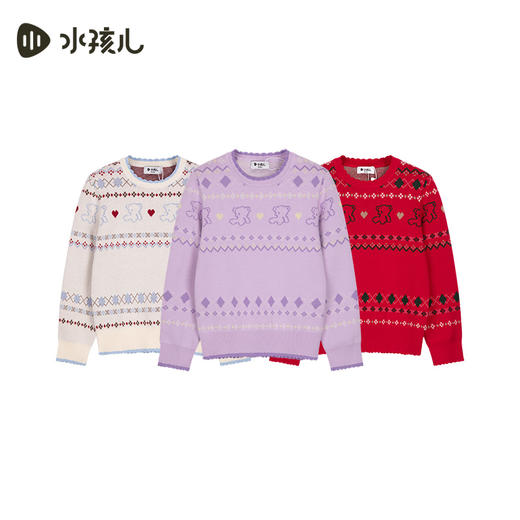 水孩儿童装秋冬新款女童针织上衣儿童可爱卡通套头线衣 商品图1
