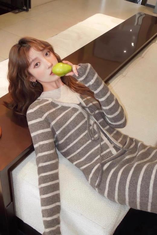 LNNNS 慵懒条纹针织连衣裙开衫套装 18907 商品图3