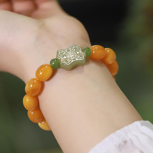 【宫里手串】天然鸡油黄蜜蜡手串9*11mm 商品图3