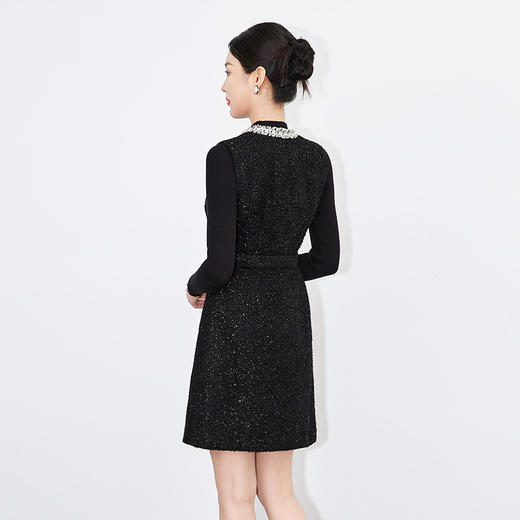 【高货wl】全新升级【铂金会员339/天猫459/差价120】(03213) 洛诗琳小香风重工钉钻羊毛混纺无袖背心裙针织上衣两件套 商品图4