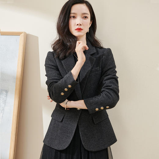 【通勤羊毛西装】米思阳2026春季气质职业简约修身女式西服外套4459 商品图5