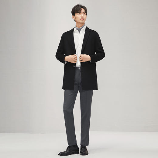 【100%羊毛】柒牌男士毛呢大衣秋冬新品商务休闲中长款双面呢外套	127D70200 商品图3