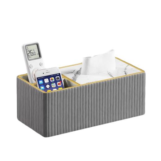 【3色可选】娜家简约皮革意式条纹双格收纳盒 商品图3