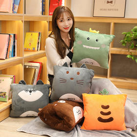 【一物多用！卡通三用抱枕毯】办公室抱枕被子两用二合一靠枕汽车内靠垫多功能午睡毯子，加厚插手设计，填充饱满 。ry