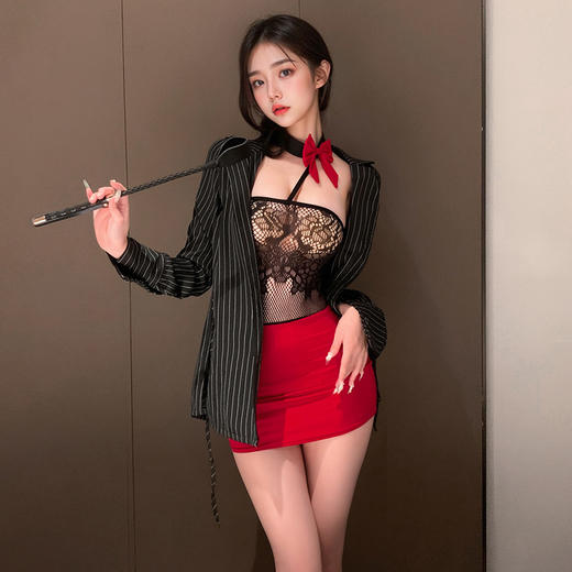 霏慕 芳心纵火抹胸透乳网衣裙7430 商品图0