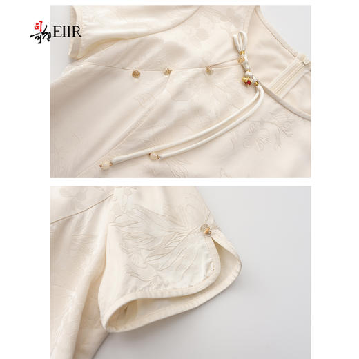 司歌改良旗袍裙连衣裙圆领短袖开叉收腰春夏女A891484X 商品图1