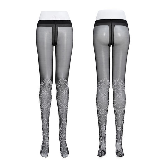 霏慕 复古风韵味提花连裤丝袜新款提花情趣丝袜黑丝连裤袜性感透视外穿欧美内衣女7380 商品图13