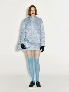 【冰雪精灵】冰川蓝绗缝夹棉直身短裙