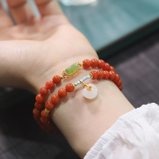 【宫里手串】南红双圈事事如意手串6mm 商品图4